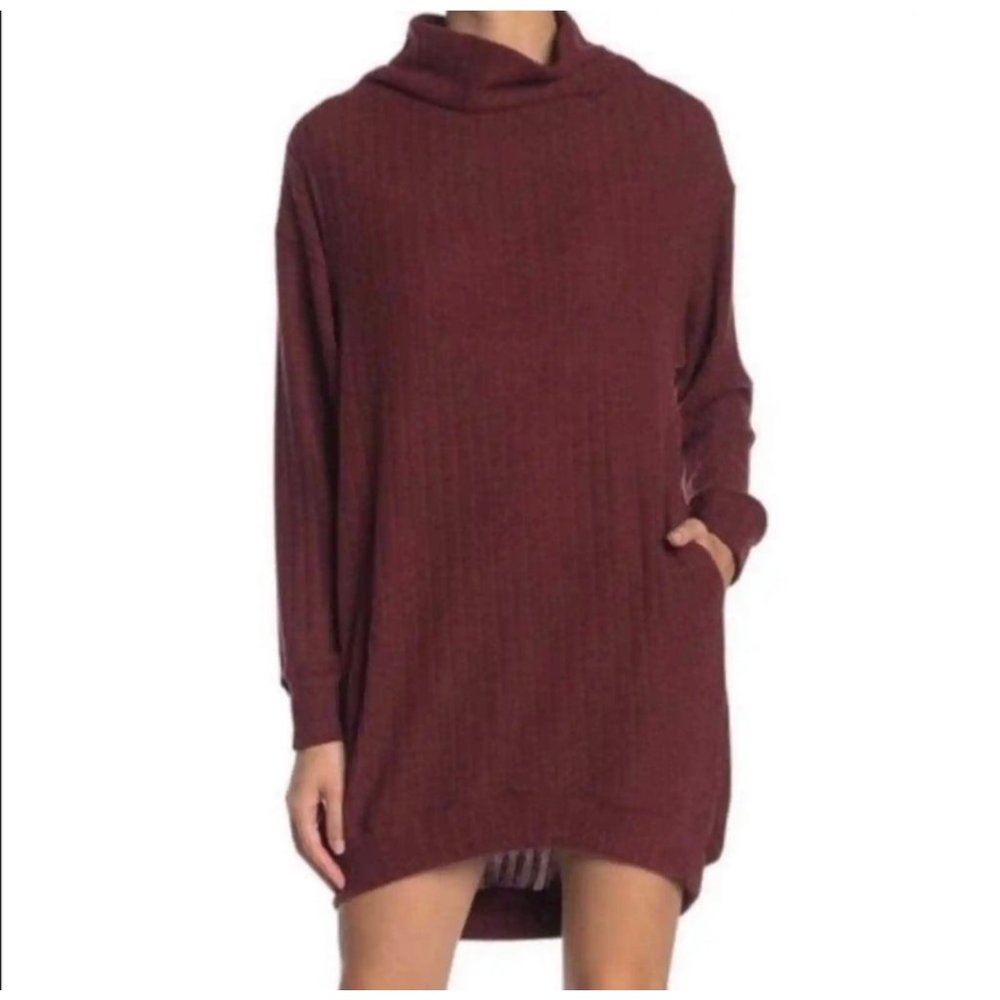 Lush Burgundy Turtleneck Sweater Dress NEW